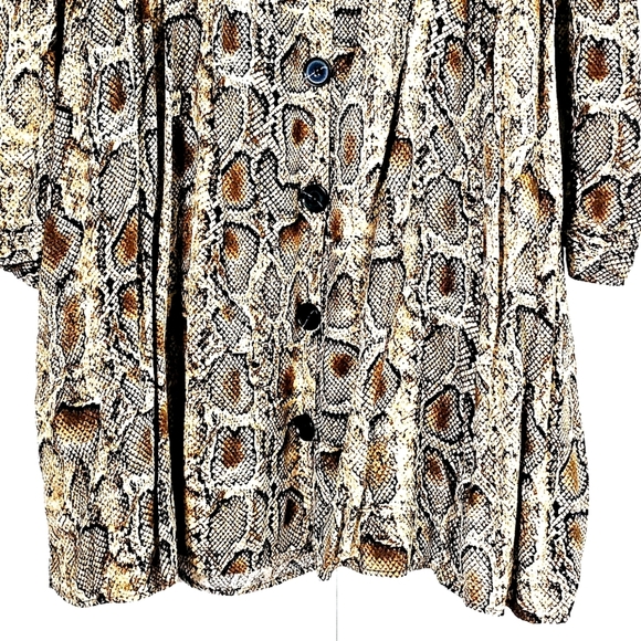 Zara Snake‎ Print Mini Dress Large Long Sleeve Button Front Flirty Flowy - Picture 3 of 7
